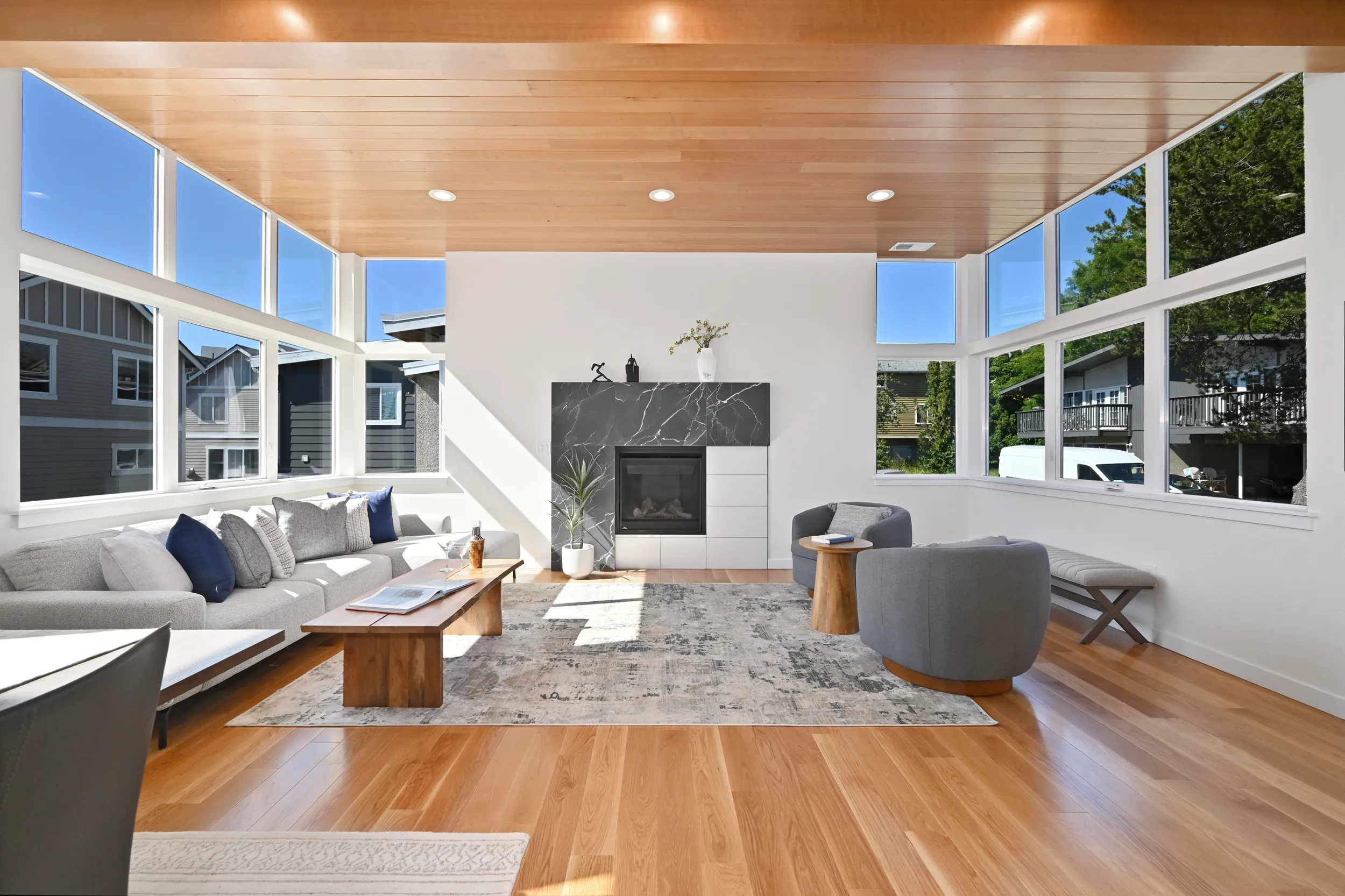 Daylit, open-plan living room in a new-construction Crown Hill, Seattle home - Community Cluster